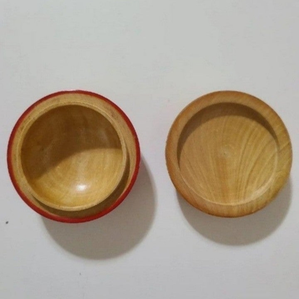 SMALL WOOD ROUND JEWELRY BOX - Picture 3 of 5